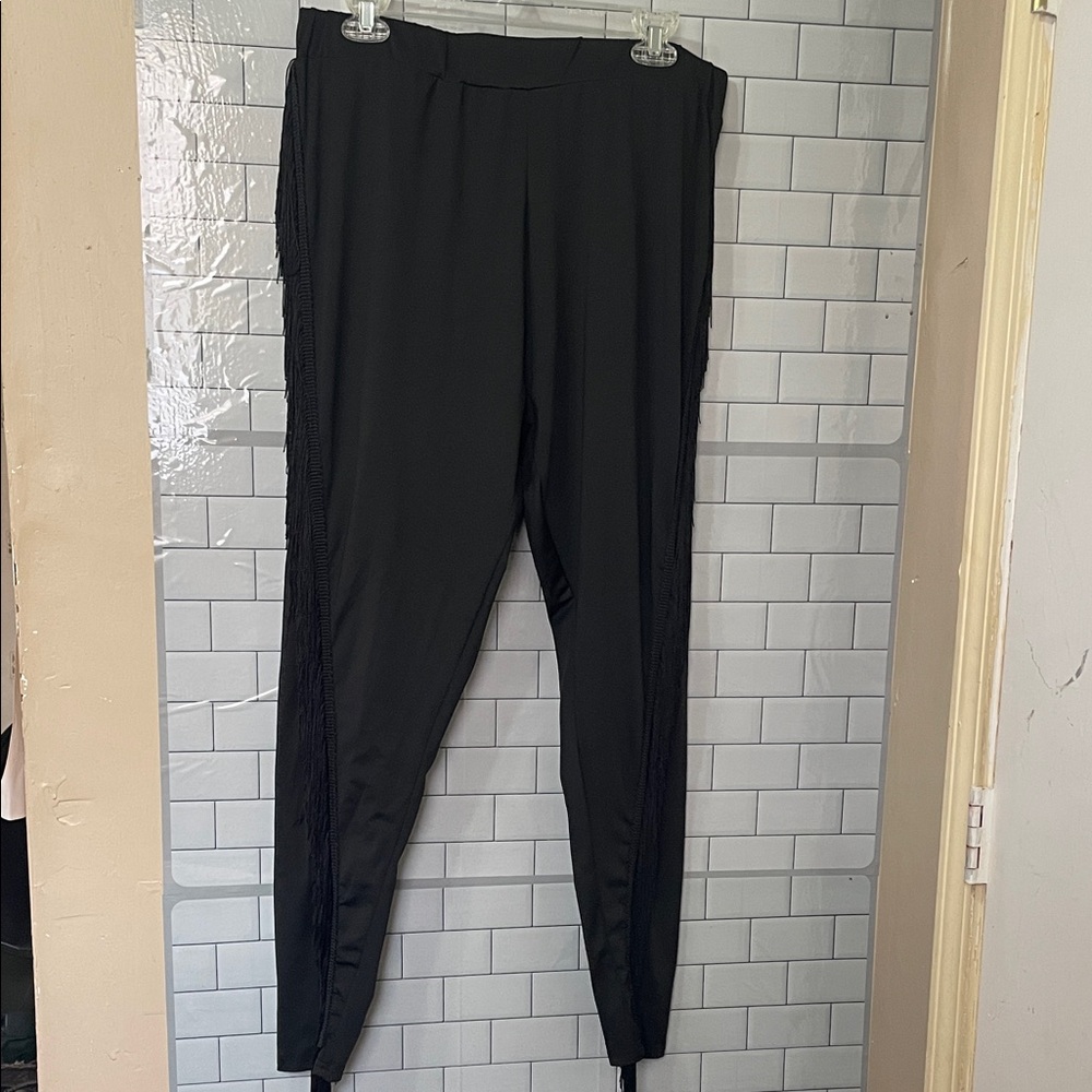 SHEIN Black‎ western pants with fringe on the sides size 2XL